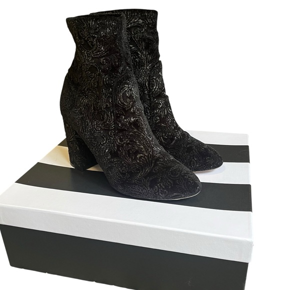 AQUAZZURA So Me Bootie sz 37.5 US 7.5 Imperial forest velvet black sock boot - Picture 4 of 11